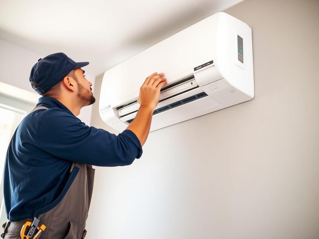 Técnico Vento Free instalando split de ar condicionado